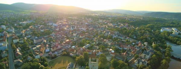 Luftbild der Stadt Saalfeld